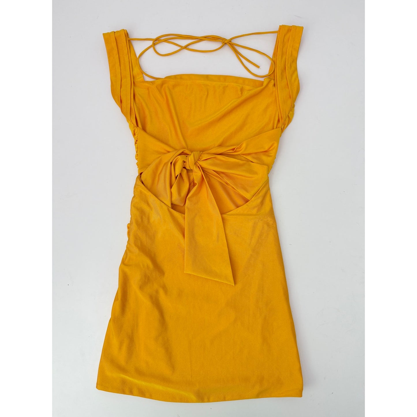 Lucy in the sky melina ruched bodycon mini dress orange - size XS