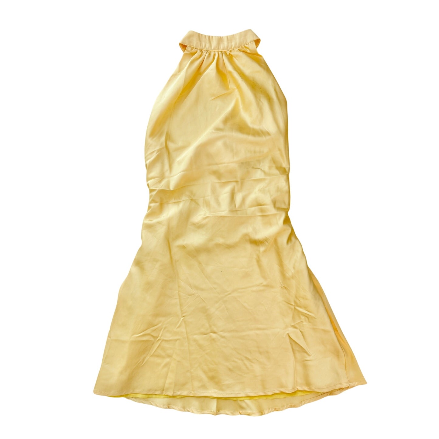 NWT beginning boutique yellow halter satin mini dress  - size 6
