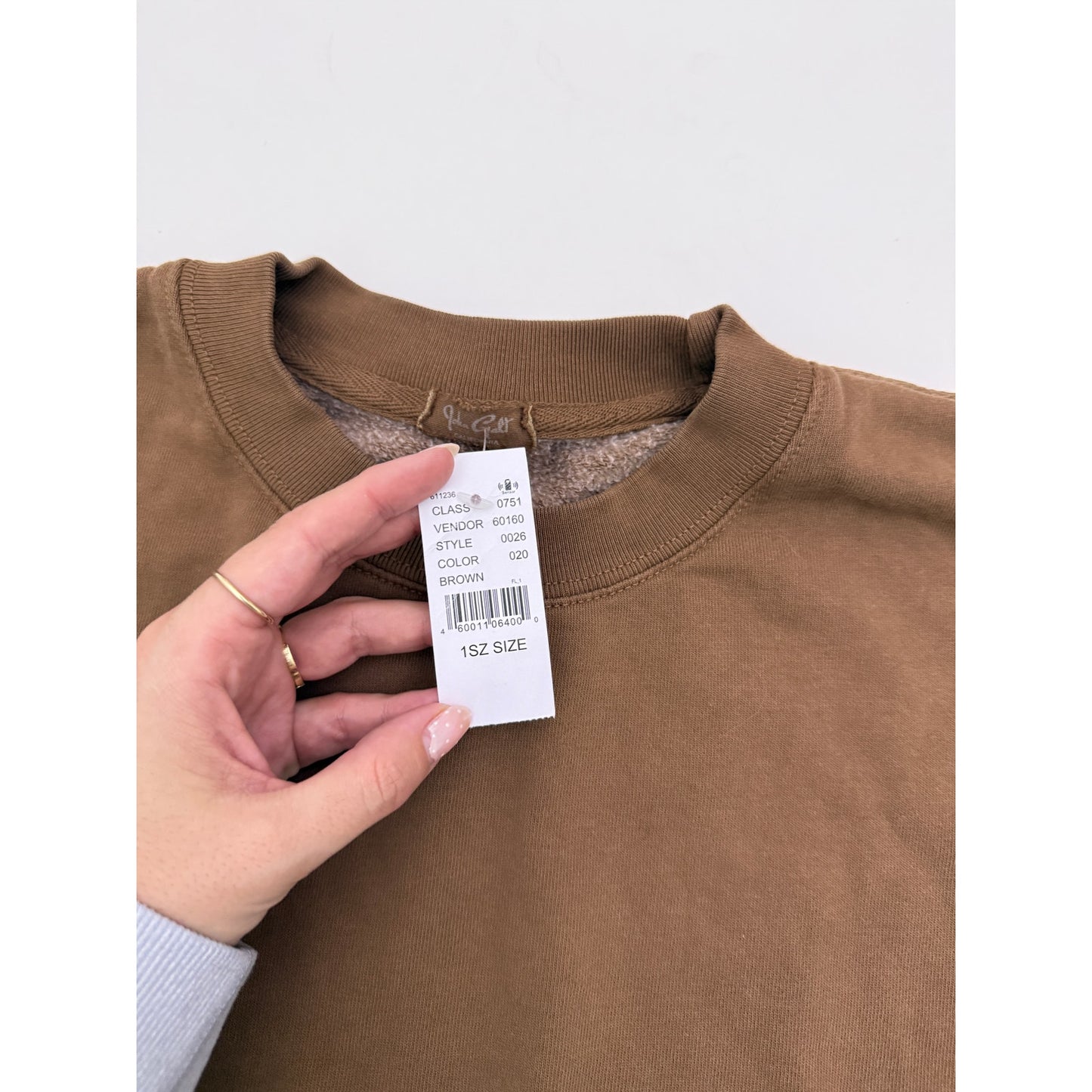 John galt brown erica crewneck with pockets - one size