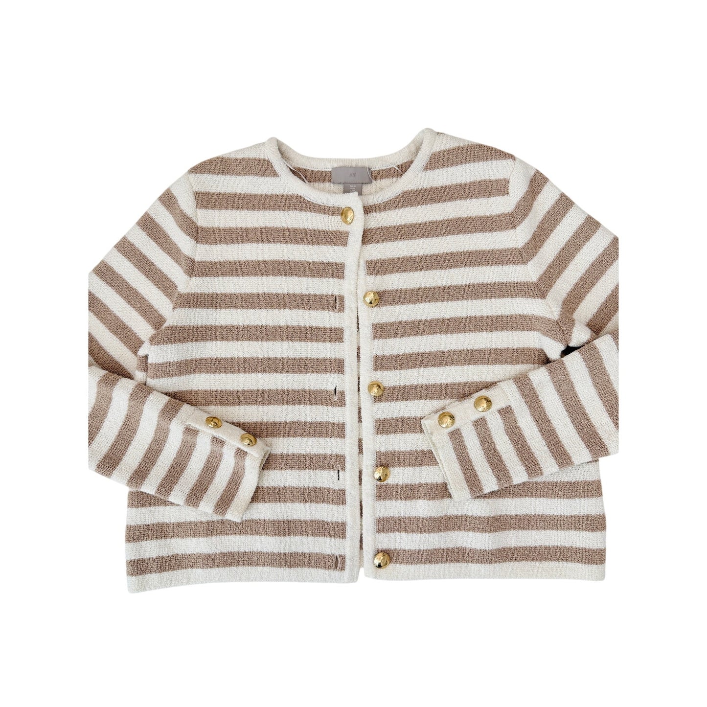 H&M tan and white striped cardigan - size medium