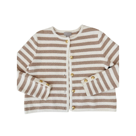 H&M tan and white striped cardigan - size medium