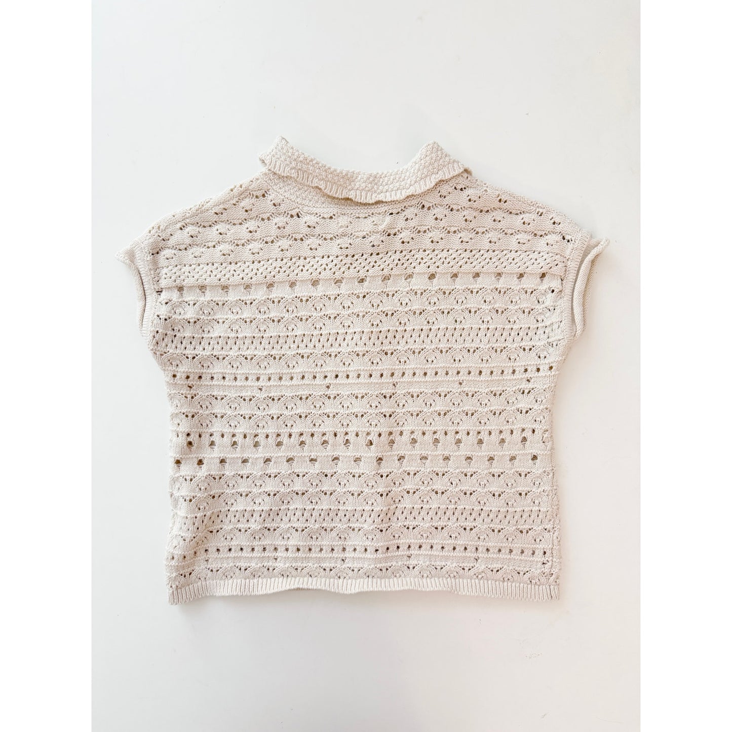cochet knit button up short sleeve - size XS