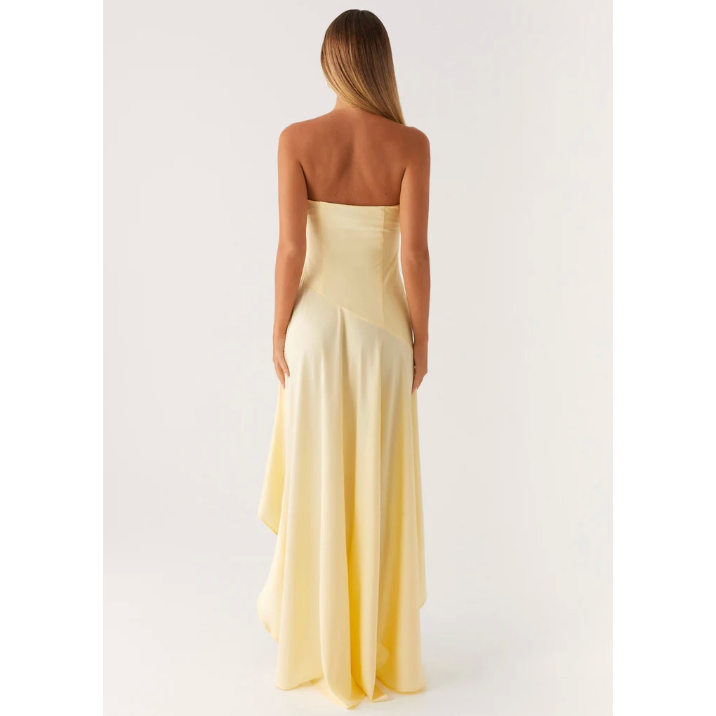 Peppermayo bodie satin yellow maxi dress - size large