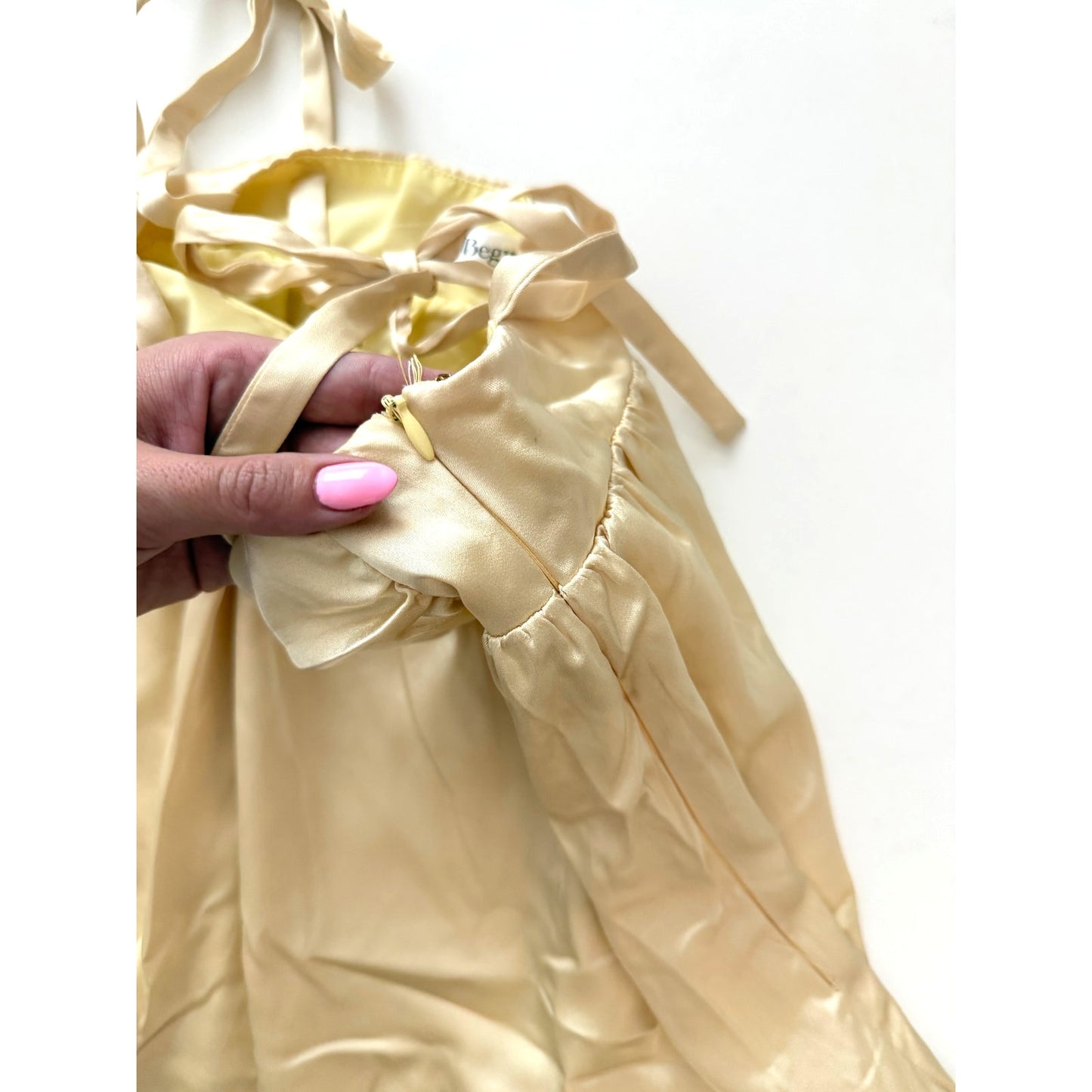 beginning boutique yellow satin mini dress  - size 4