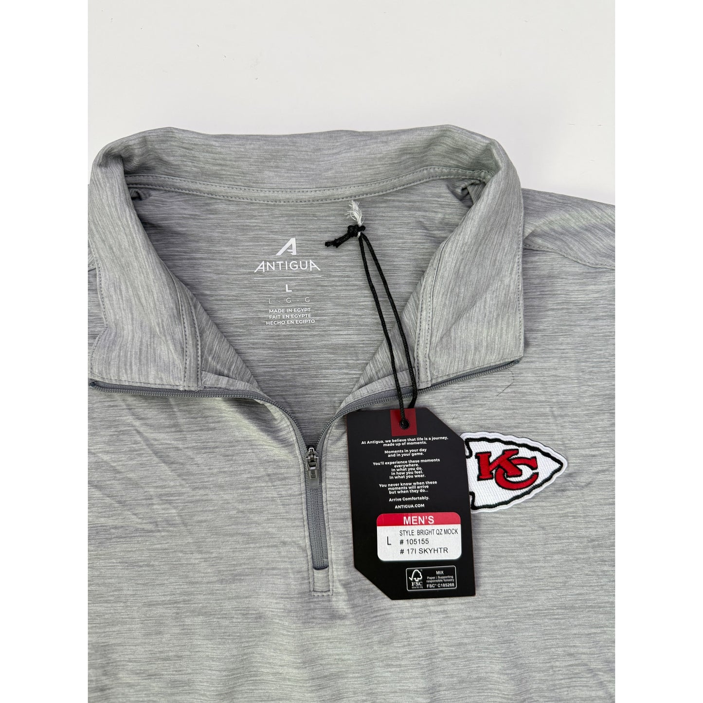 Men's antigua kansas city chiefs quarter zip - size Large