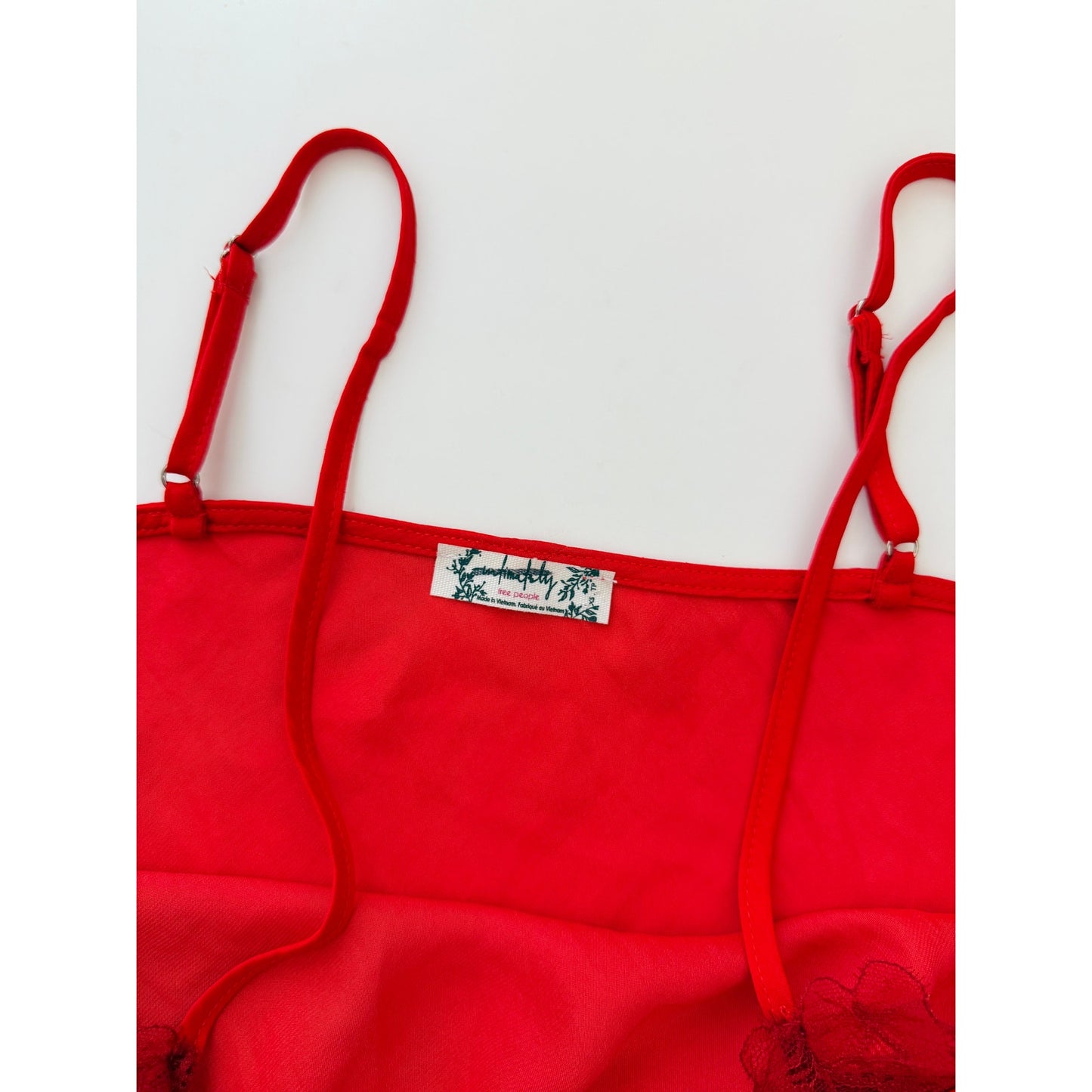 free people red satin lace cami - size xsmall