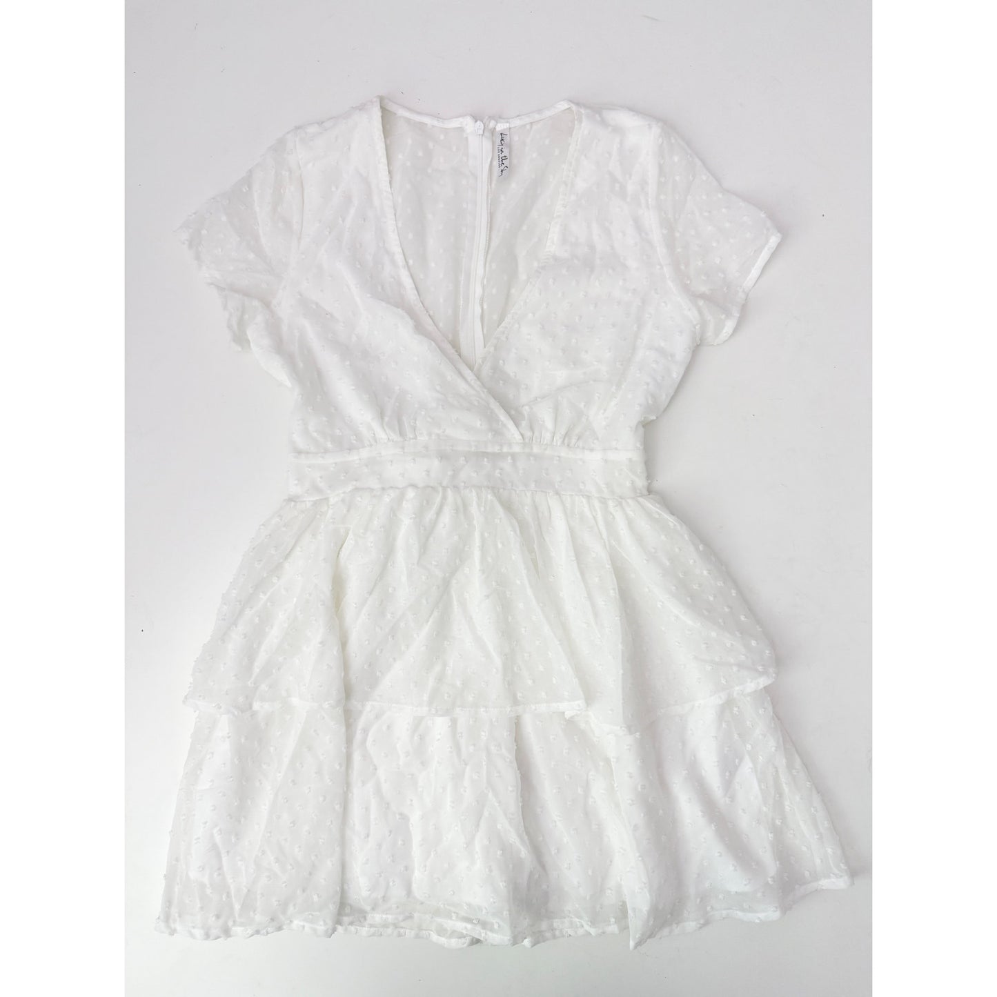 Lucy in the Sky White Tiered Mini Dress - Size Small