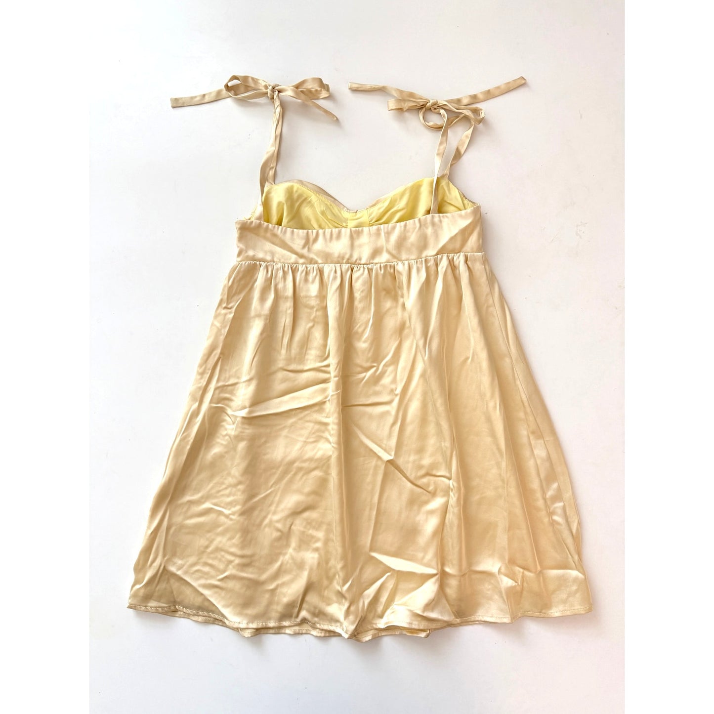 beginning boutique yellow satin mini dress  - size 4