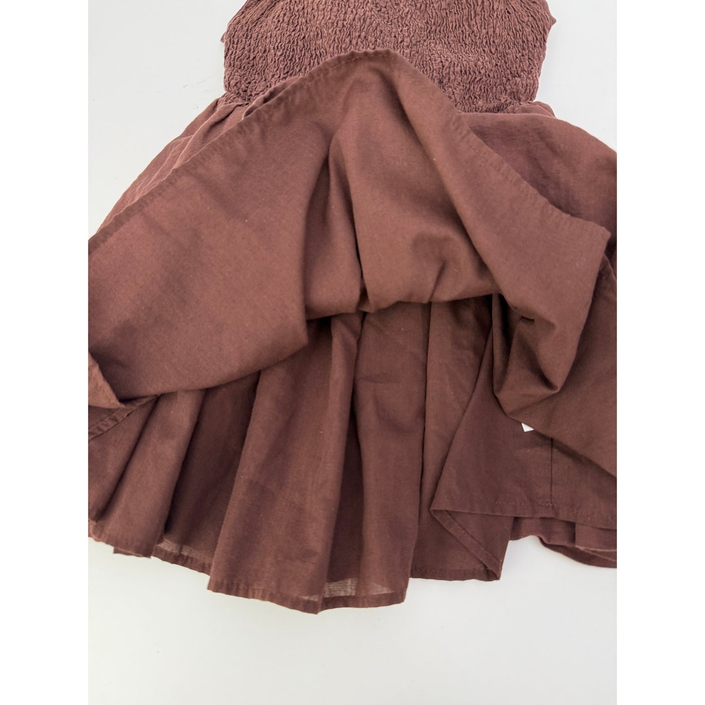 Peppermayo brown smocked mini dress - size 6