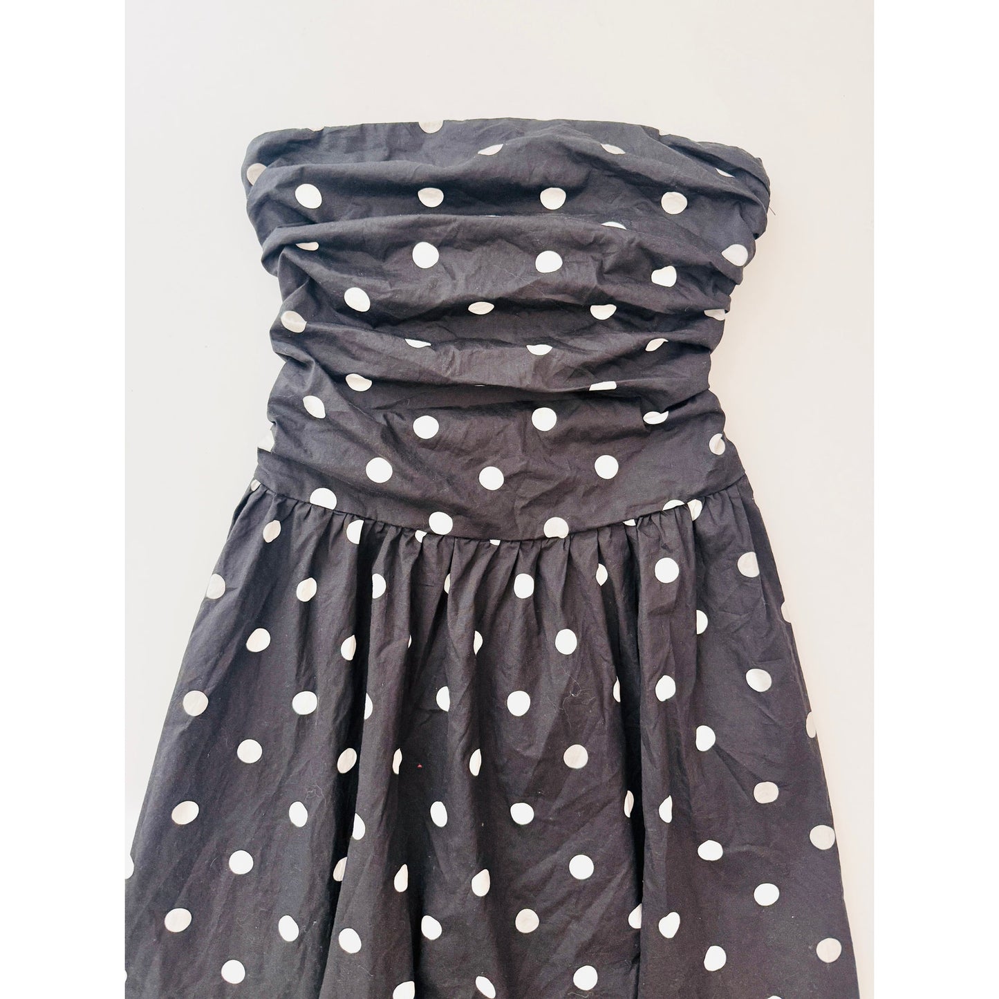 commense black polka dot strapless maxi dress - size small
