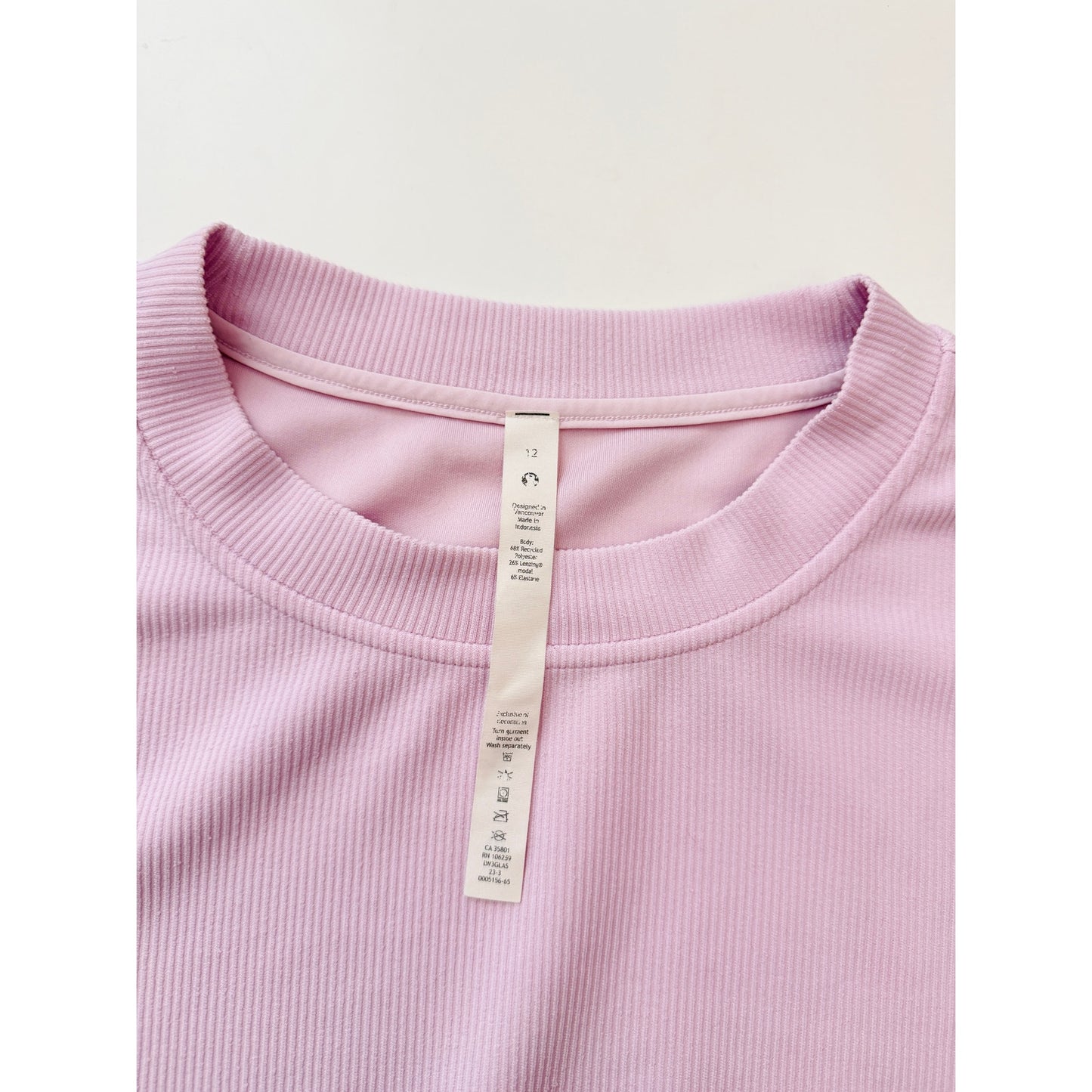lululemon meadowsweet pink ribbed softstreme crewneck sweatshirt- size 12
