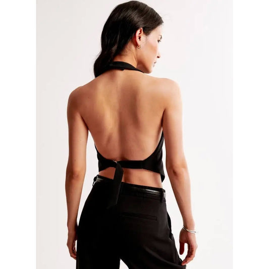 Abercrombie and fitch black tailored halter vest - size small
