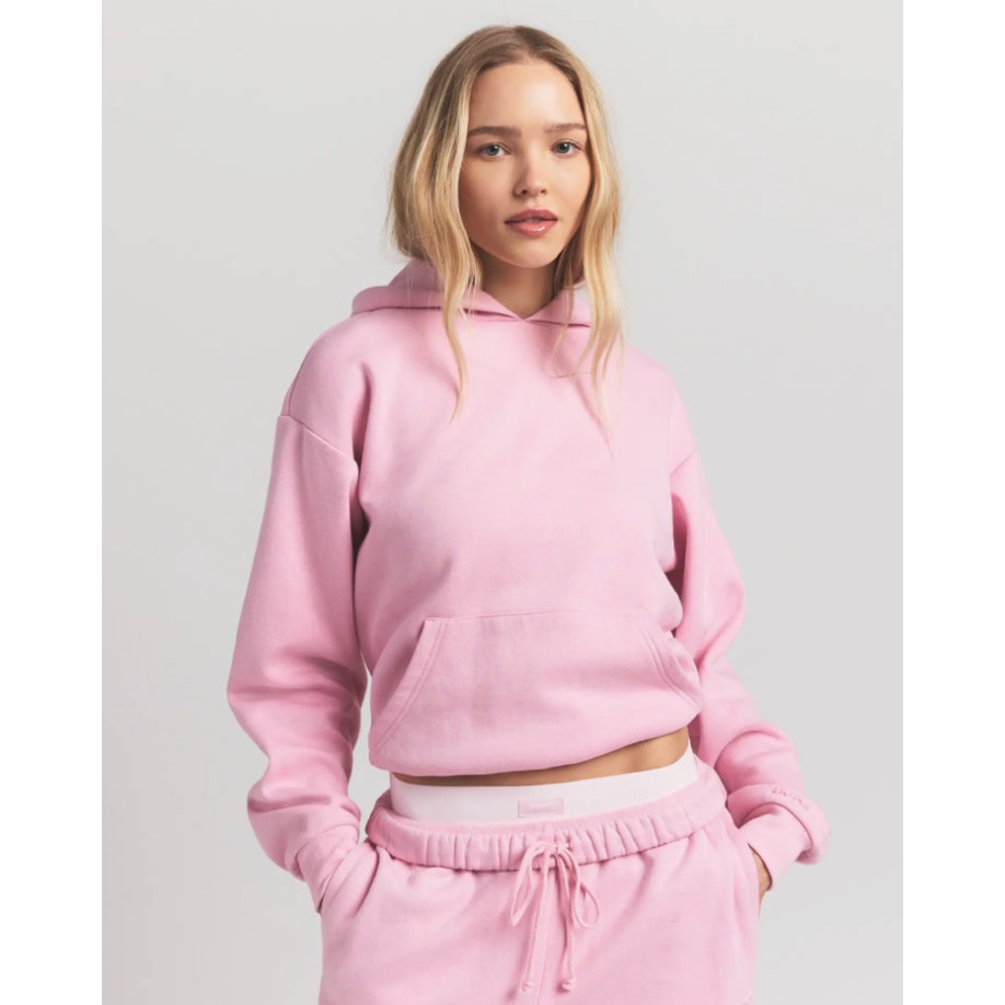 Skims pink cotton fleece classic hoodie - size medium