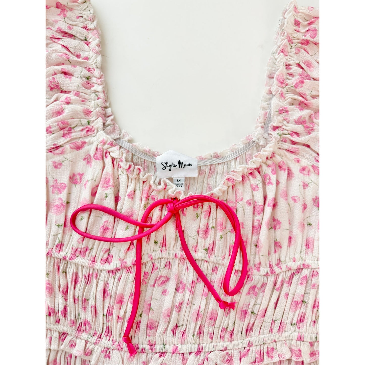 Sky to moon pink smocked mini dress - size medium