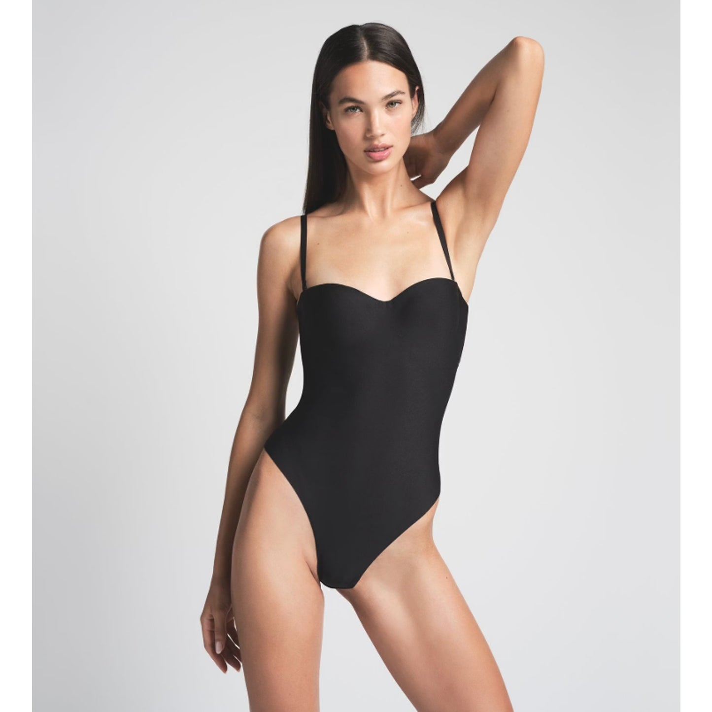 skims black bodysuit with built in bra - size small