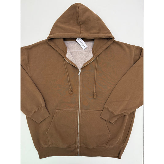 John galt brown christy oversized zip up jacket - one size