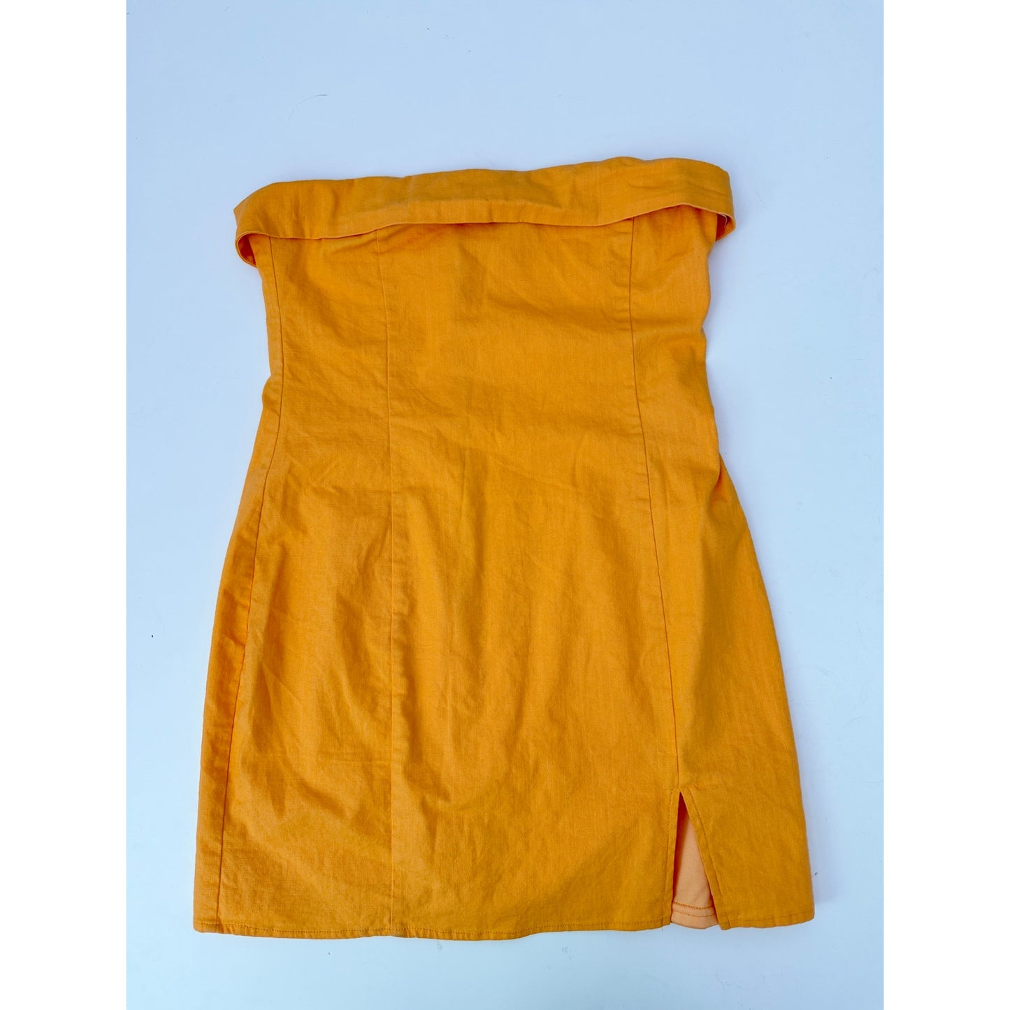 Sky to moon orange strapless mini dress - size large