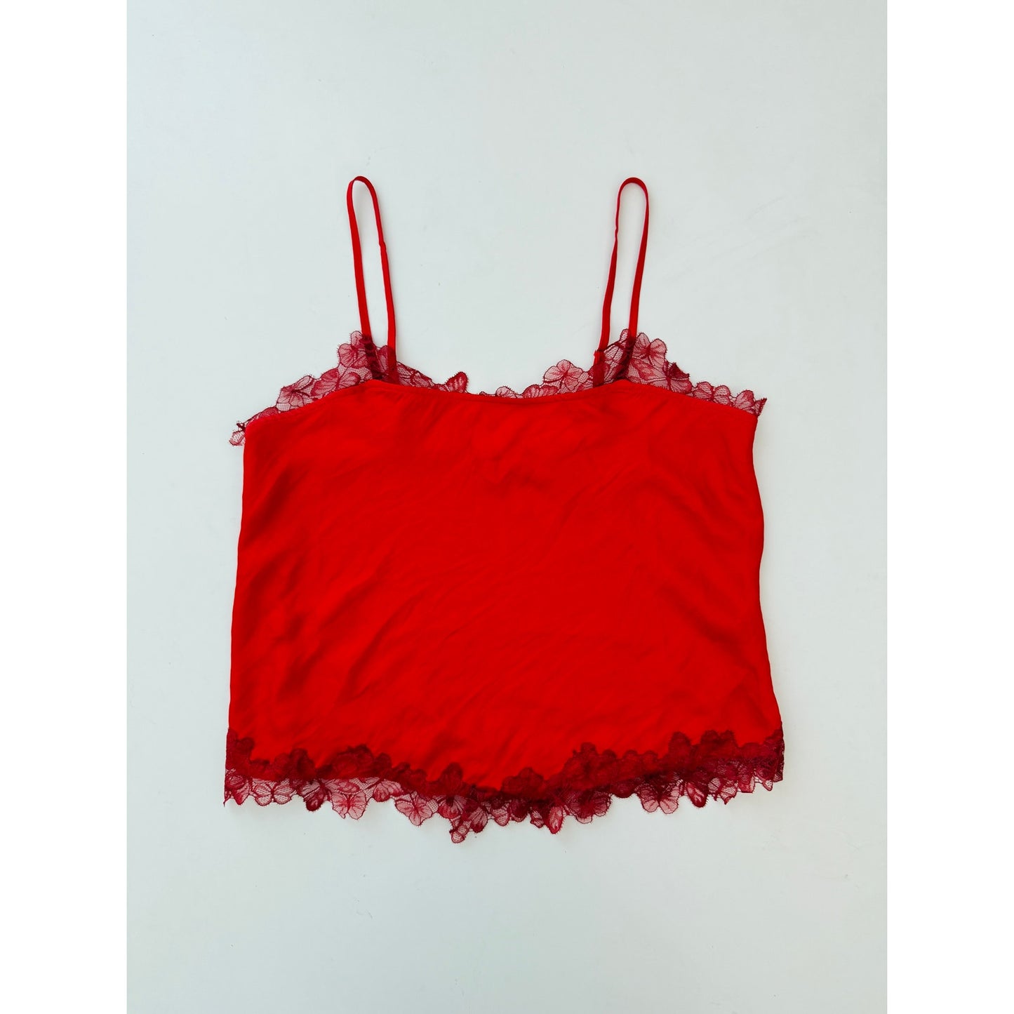 free people red satin lace cami - size xsmall