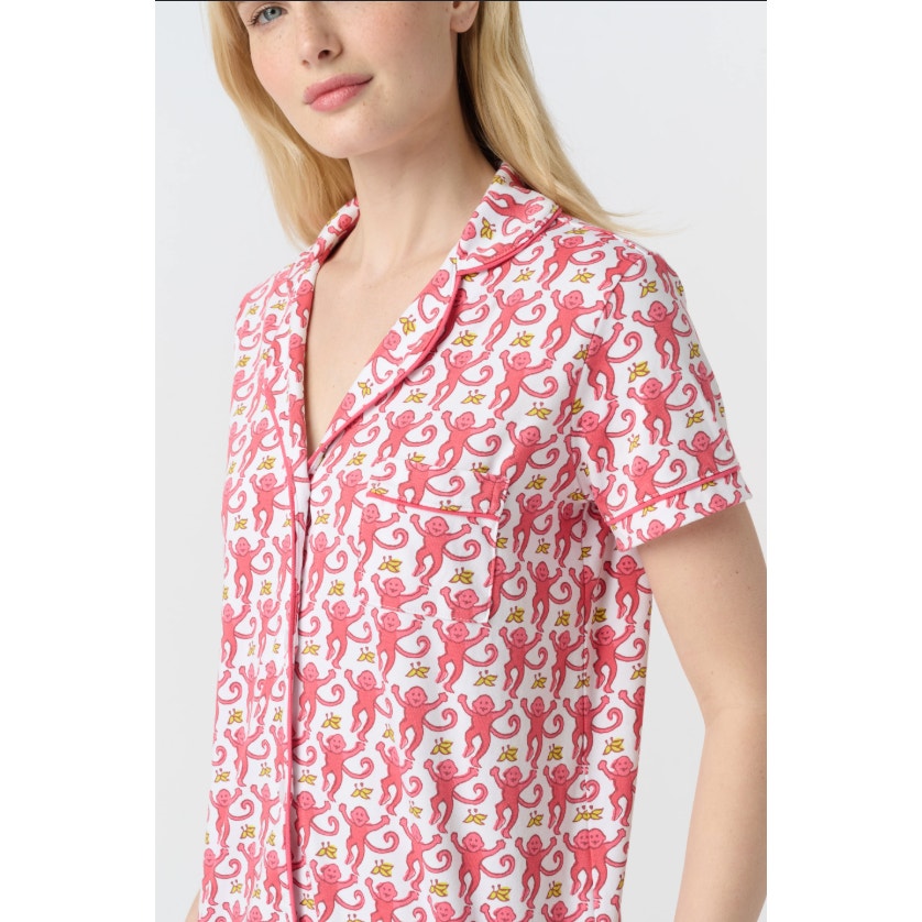 Roller rabbit pink monkey polo pj set - size XS