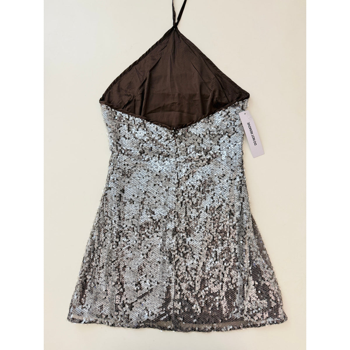 Princess Polly brown sequin halter mini dress - size 6