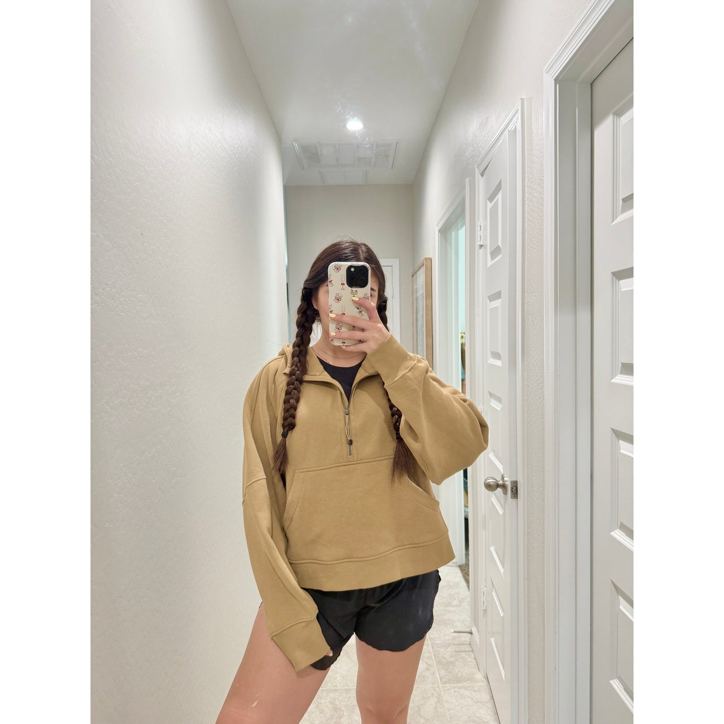 Lululemon tan scuba 1/2 zip hoodie - size XL/XXL