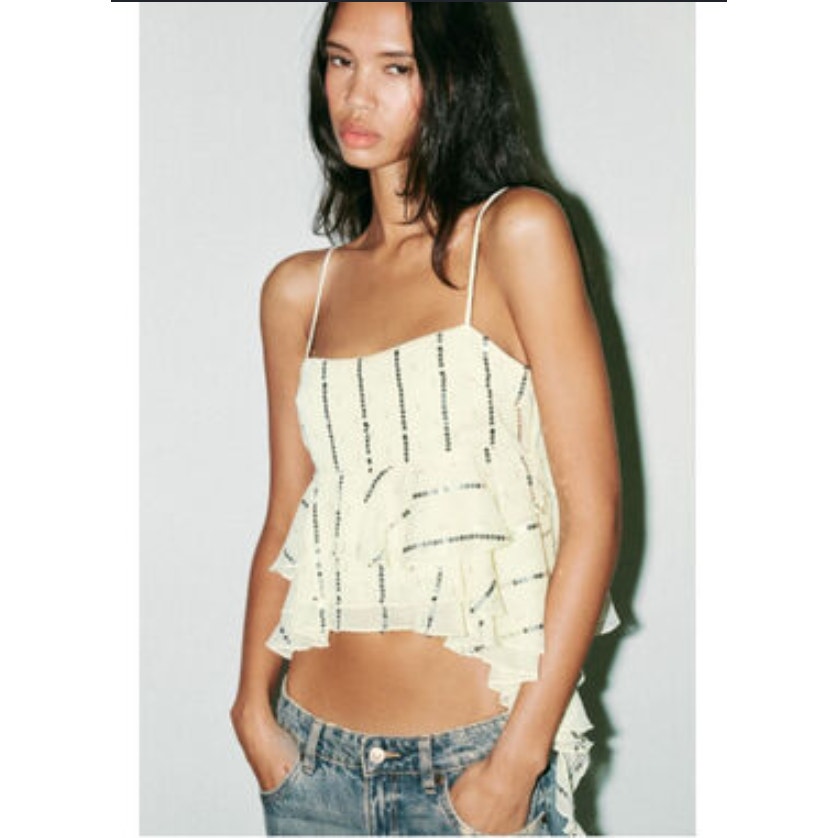 zara butter yellow sequin tank top - size XS