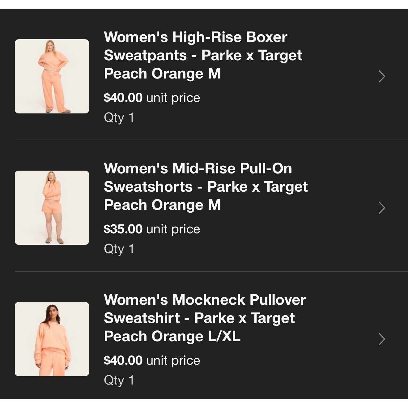 Target x Parke peach orange mid rise pullon sweatshorts - size medium