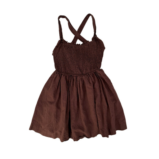 Peppermayo brown smocked mini dress - size 6