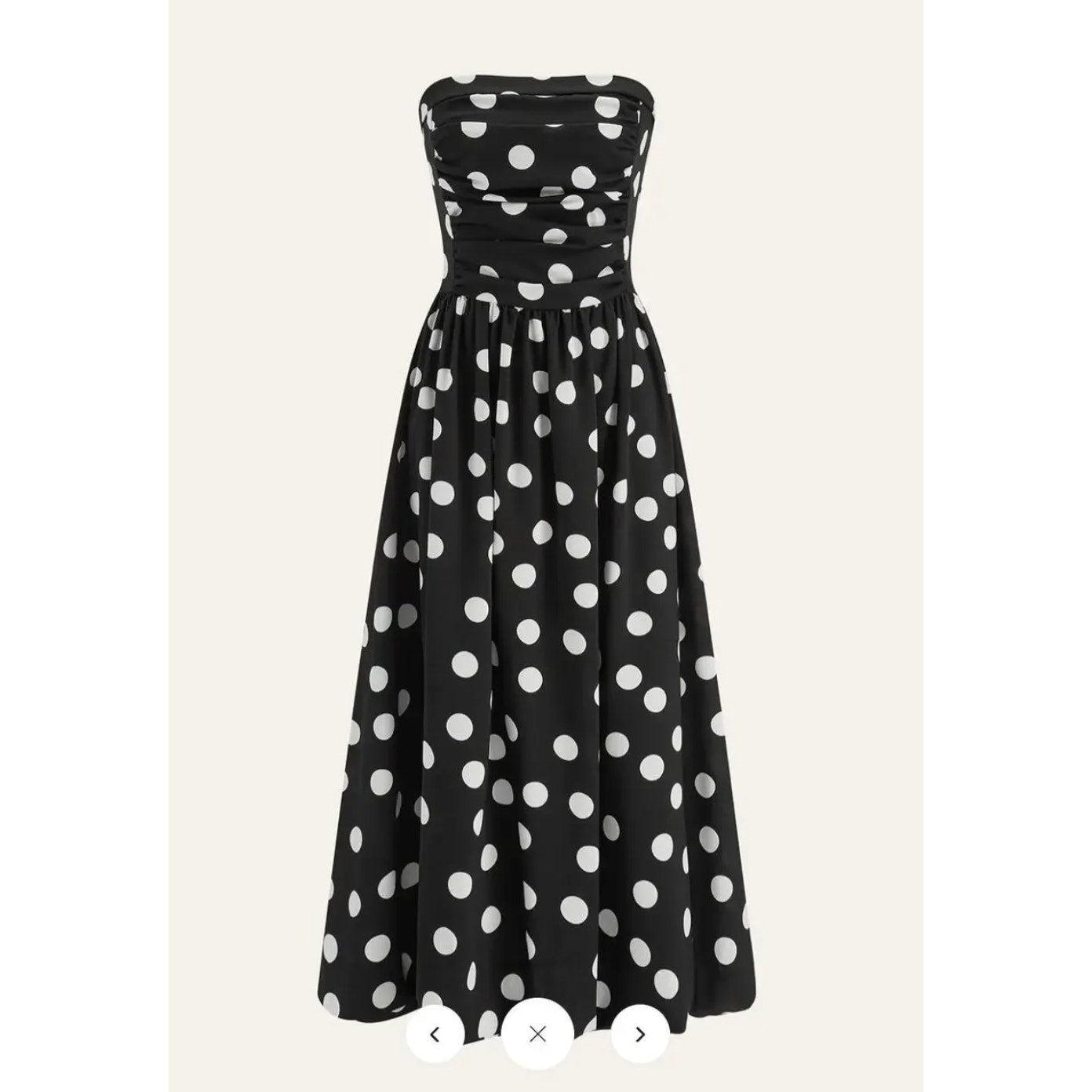 commense black polka dot strapless maxi dress - size small