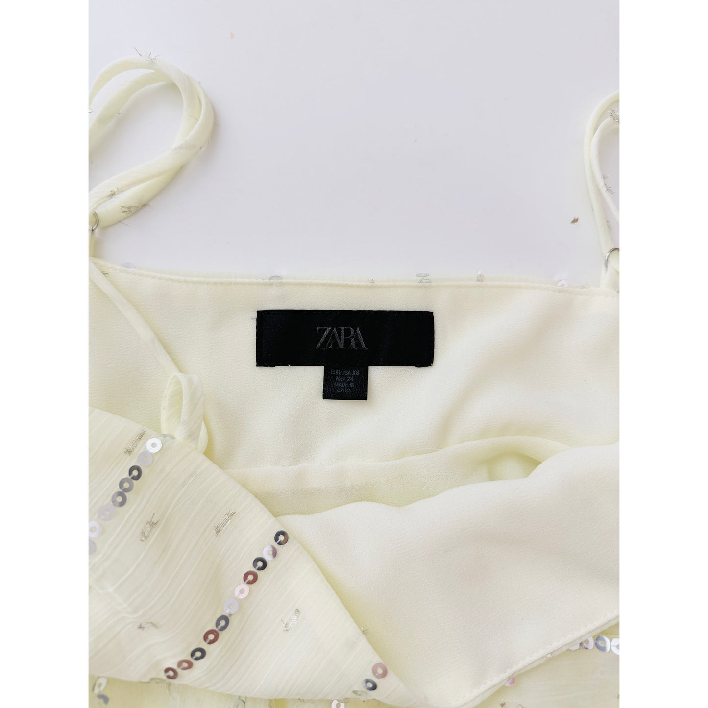 zara butter yellow sequin tank top - size XS