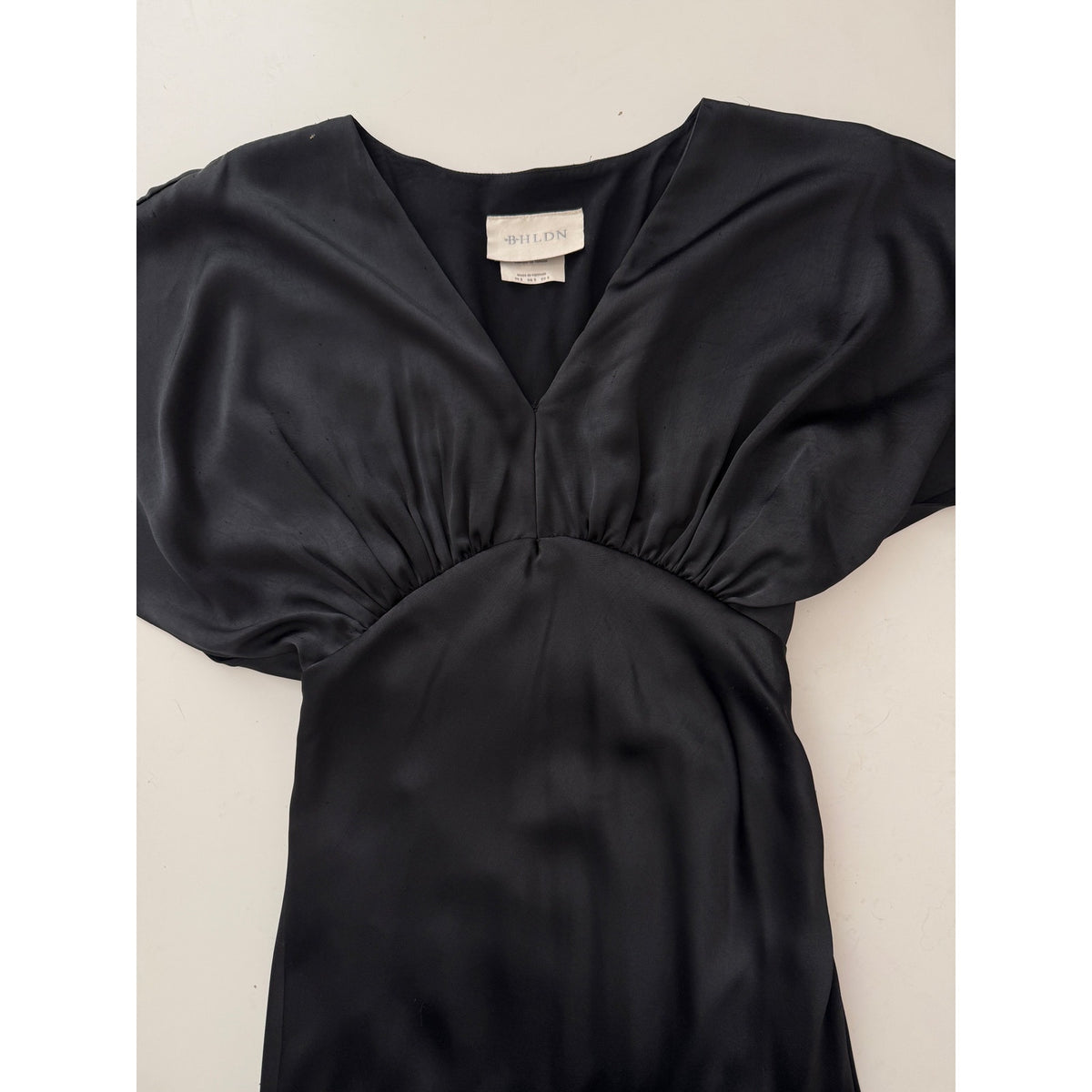BHLDN Amelia Deep-V Flutter-Sleeve Satin A-Line Gown - size small