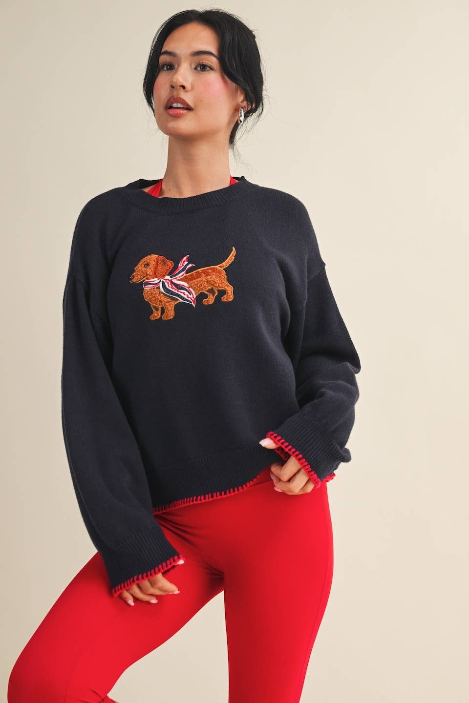 Patriotic Dachshund Embroidered Sweater