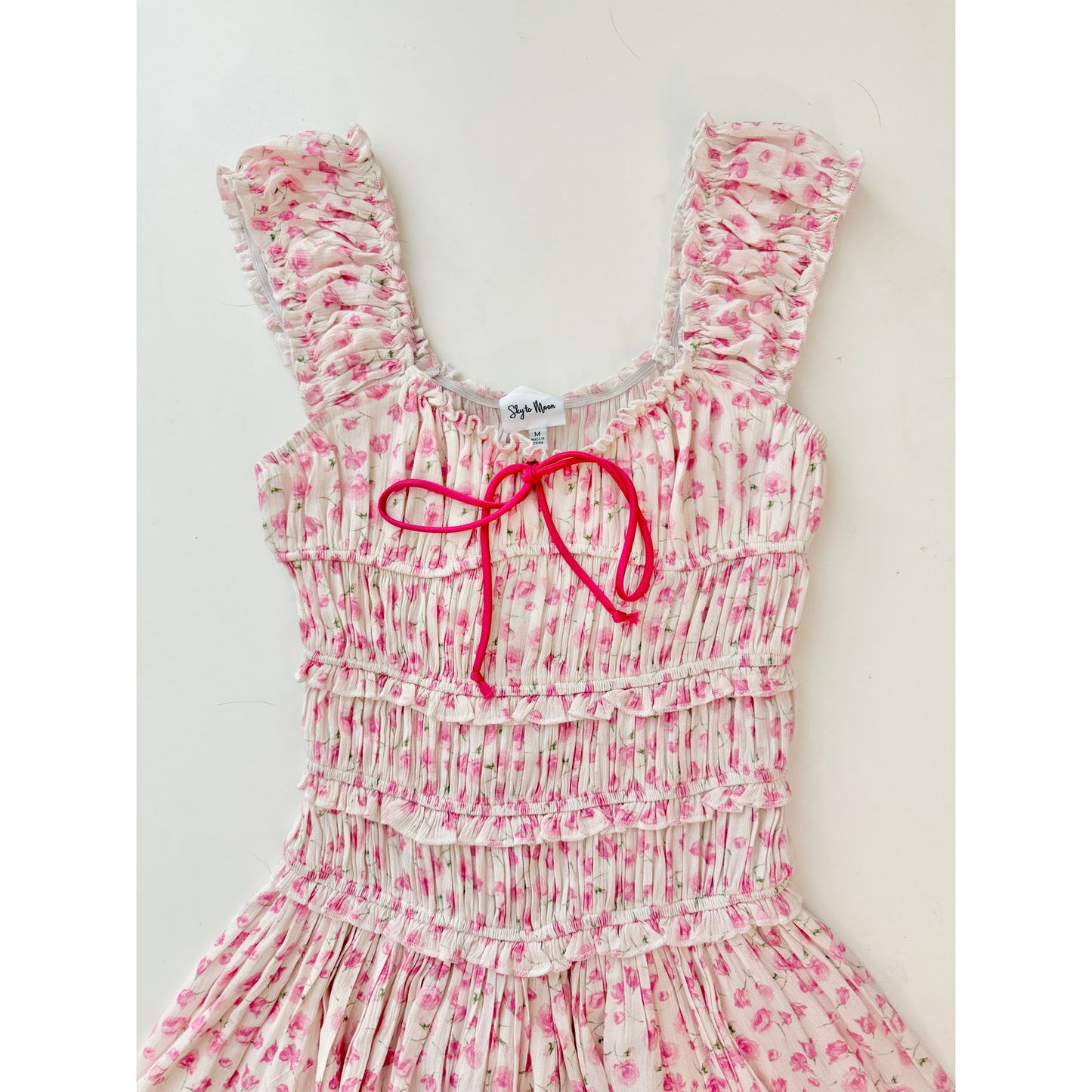 Sky to moon pink smocked mini dress - size medium