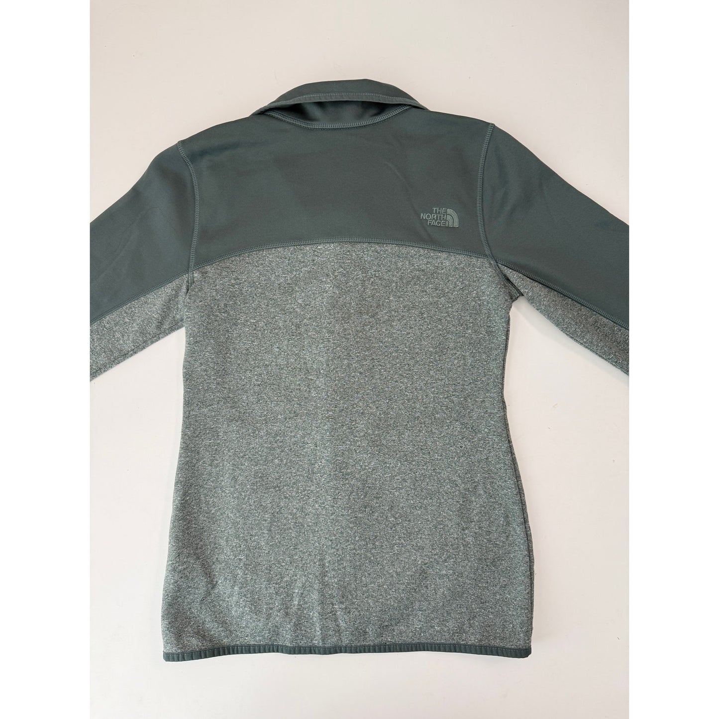 North face green fleece zip up jacket - size XS