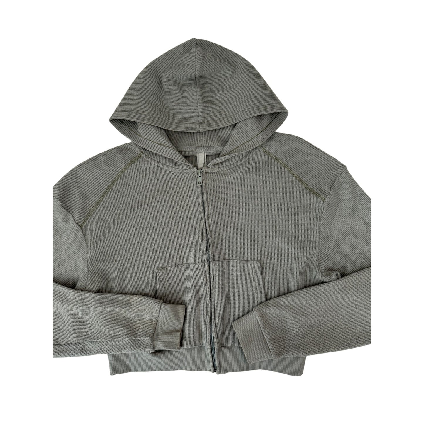 Skims sage green waffle knit cropped zip up jacket - size small