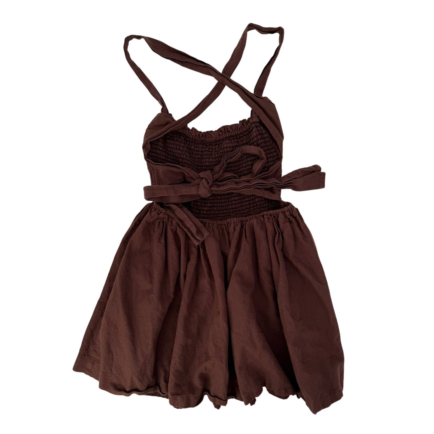 Peppermayo brown smocked mini dress - size 6