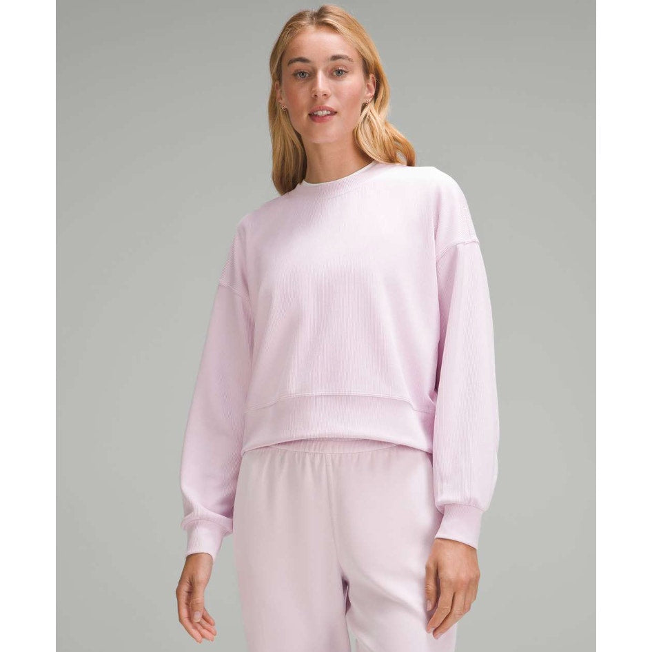 lululemon meadowsweet pink ribbed softstreme crewneck sweatshirt- size 12