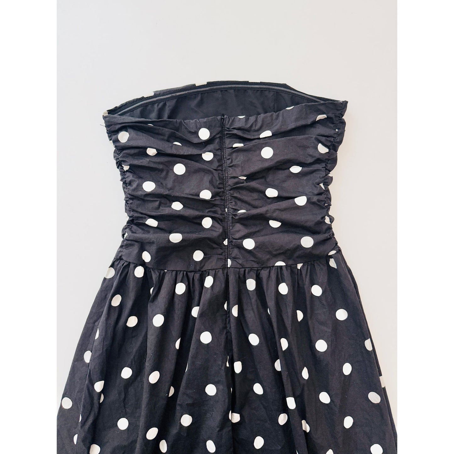 commense black polka dot strapless maxi dress - size small